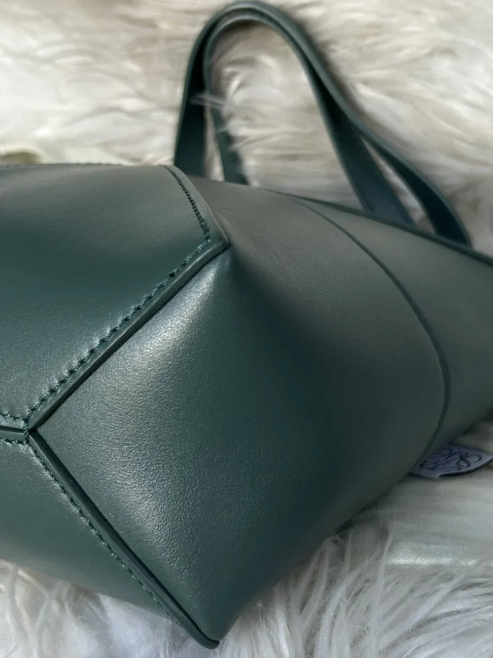 LOEWE Mini Fold Tote in green shiny calfskin-NWOT, current season color!